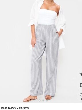 Old Navy Gray Striped Wide-Leg Pants